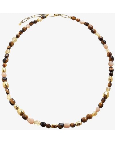 Monica Vinader Rio 18ct -plated Vermeil Sterling-silver, Peach Moonstone, Citrine And Tigers-eye Beaded Necklace - Natural