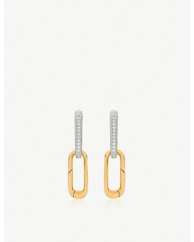 Monica Vinader Alta Capture Charm 18ct Gold-plated Vermeil Silver And Diamond Link Earrings - Metallic