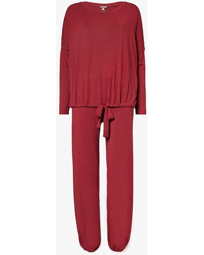 Eberjey Gisele Slouchy Relaxed-fit Stretch-jersey Pyjama - Red