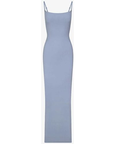 Skims Fits Everybody Fitted Stretch-woven Maxi Dress Xxx - Blue