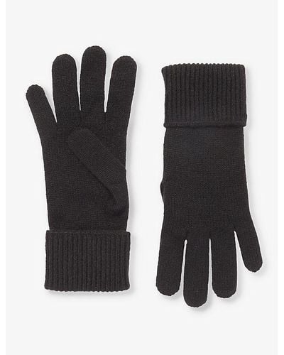 Burberry Logo-embroidered Ribbed-cuff Cashmere-blend Gloves - Black