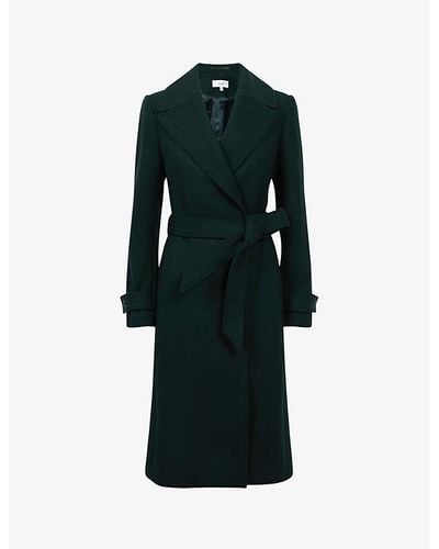 Reiss Tor Single-breasted Belted Wool-blend Coat - Black