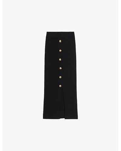 Ted Baker Betylou Ribbed Stretch-knit Midi Skirt - Black