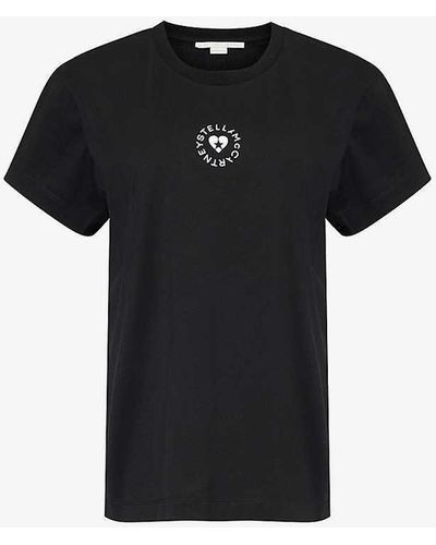Stella McCartney Heart Boxy-fit Cotton-jersey T-shirt - Black