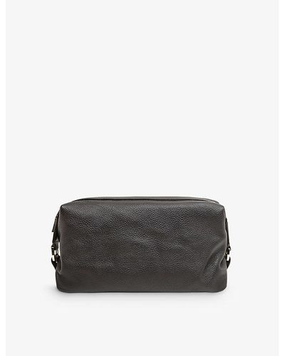 Reiss Cole Textured Leather Wash Bag - Gray