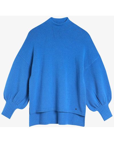 Ted Baker Rruuby Merino Wool-blend Oversized Jumper - Blue