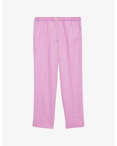 JOSEPH Elasticated-waist Straight-leg Mid-rise Woven Pants - Pink