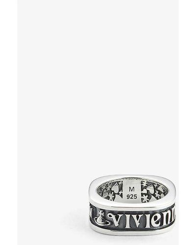 Vivienne Westwood Scilly Logo-embossed Sterling Silver Ring Xx - White