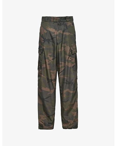 Prada Camouflage-print Drawstring-hem Regular-fit Wide-leg Recycled-polyamide Cargo Pants X - Gray