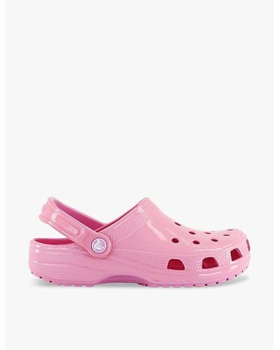 Crocs™ Classic Patent Logo-embellished Rubber Clogs - Pink