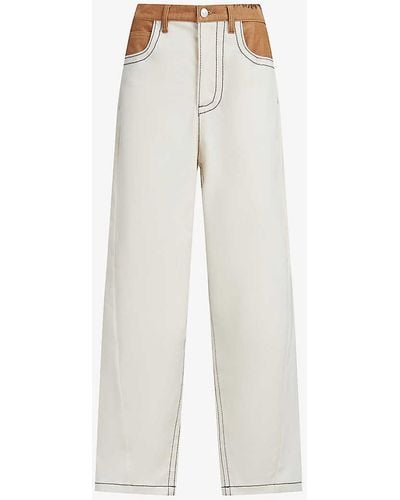 Marni Two-tone Contrast-stitch Relaxed-fit Straight-leg Stretch-denim Jeans - White