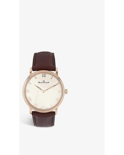 Blancpain 6605-3642-55b Villeret Ultraplate 40mm 18ct Rose-gold And Leather Watch - Multicolour