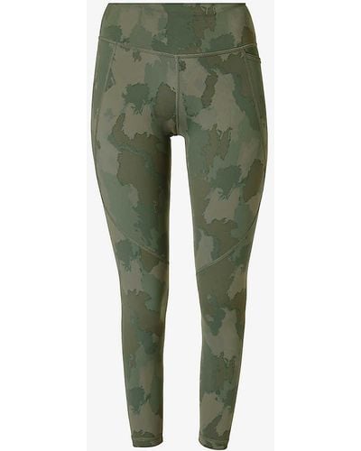Sweaty Betty Power 7/8 Camouflage-print Stretch-woven leggings - Green