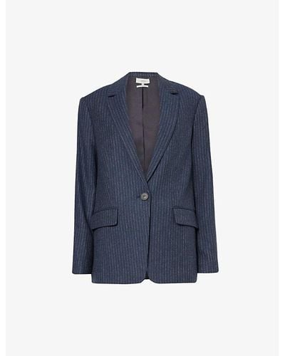 Vince Pinstriped Single-breasted Woven Blazer - Blue