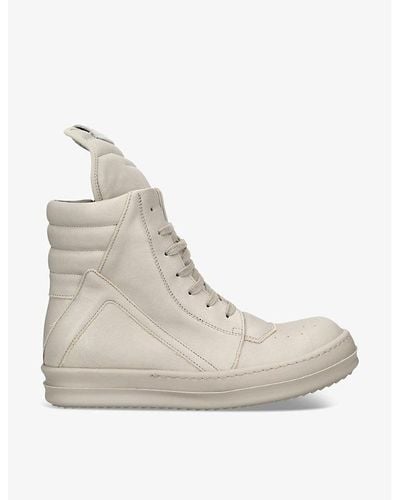 Rick Owens Geobasket Lace-up Leather High-top Trainers - Natural