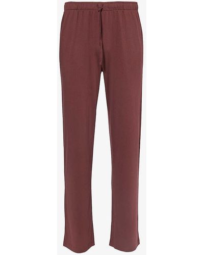 Sunspel Lounge Relaxed-fit Cotton-blend Pyjama Bottoms X - Red