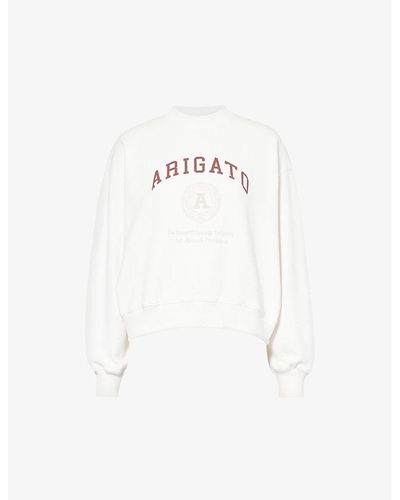 Axel Arigato University Logo-pattern Cotton-jersey Sweatshirt - White