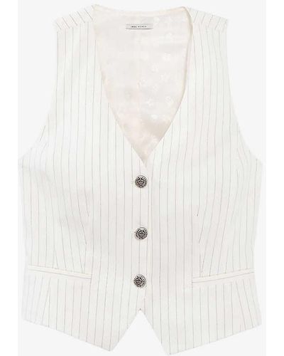IKKS Pinstripe-pattern V-neck Stretch-cotton Waistcoat X - White
