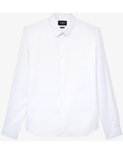 The Kooples Regular-fit Long-sleeved Cotton-blend Poplin Shirt - White