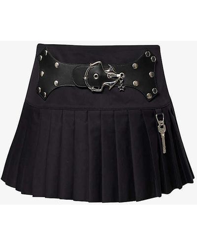 Chopova Lowena Wendron Knife-pleat Cotton Mini Skirt - Black