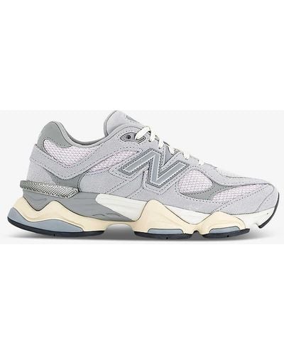 New Balance 9060 Brand-patch Leather And Mesh Low-top Trainers - White