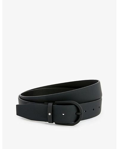 Montblanc Horseshoe Buckle Leather Belt - Black