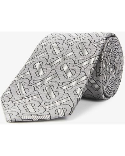 Burberry Abstract-print Silk Tie - Gray