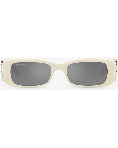 Balenciaga 6e000253 Bb0096s Rectangle-shape Acetate Sunglasses - White