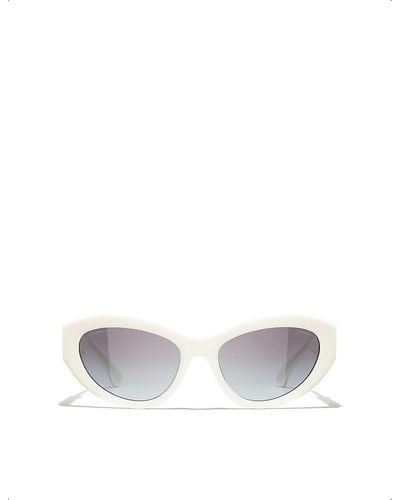 Chanel Ch5513 Cat Eye-frame Acetate Sunglasses - White