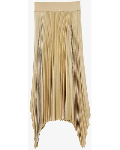 JOSEPH Ade High-rise Pleated Woven Midi Skirt - Natural