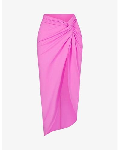 Skims Signature Swim Knotted Stretch Recycled-nylon Sarong Xx - Pink