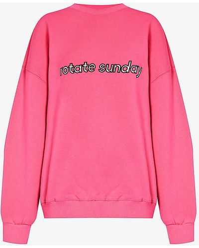 ROTATE SUNDAY Iris Brand-embroidered Organic-cotton Sweatshirt - Pink