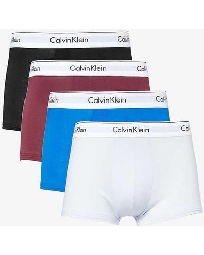 Calvin Klein Branded-waistband Pack Of Five Stretch-cotton Trunks - White