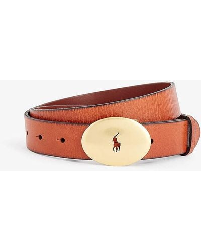 Polo Ralph Lauren Oval-buckle Leather Belt - Brown