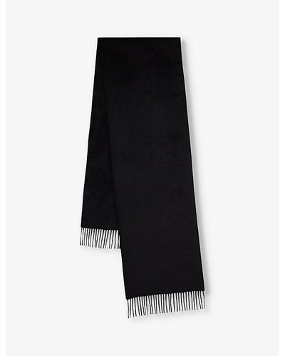 Mulberry Branded Fringed Wool Scarf - Black