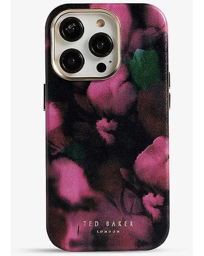 Ted Baker Blurry Petal-print Iphone 14 Pro Clip-on Phone Case - Black