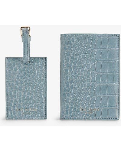 Ted Baker Annitae Croc-effect Faux-leather Passport Holder Set - Blue