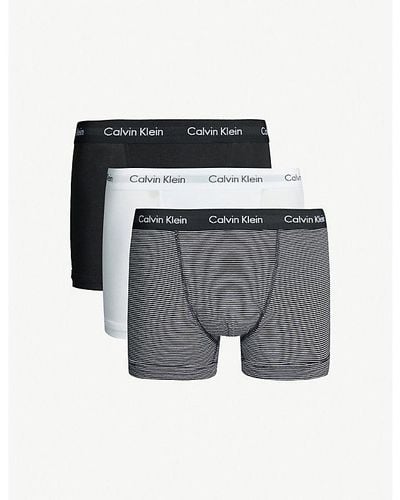 Calvin Klein Cotton Stretch Low-rise Cotton Trunks Pack Of Three - Gray