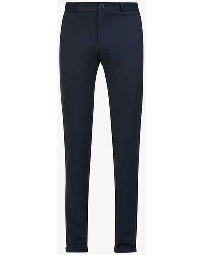 IKKS Zip-pocket Belt-loop Straight-leg Slim-fit Stretch-woven Blend Trousers - Blue