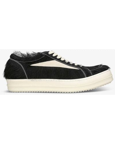 Rick Owens Vintage Low Brushed Pony-hair Low-top Trainers - White
