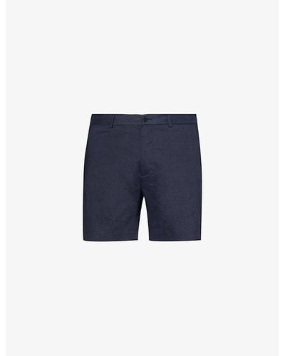 Theory Curtis Elasticated-waist Regular-fit Linen-blend Shorts - Blue