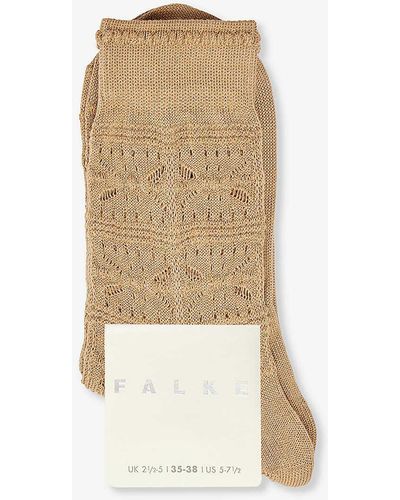 FALKE Granny Square Branded-sole Knitted Socks - Natural