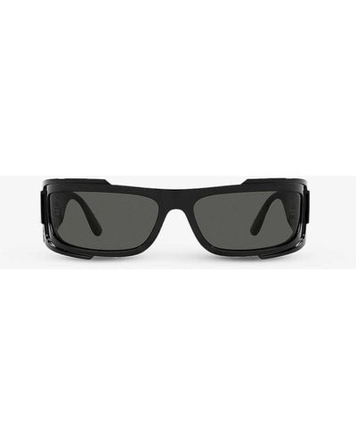 Versace Ve4446 Branded-arm Rectangle-frame Acetate Sunglasses - Black
