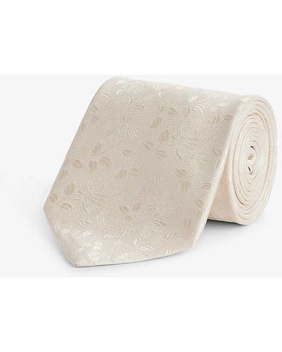 Paul Smith Floral Jacquard Silk Tie - White