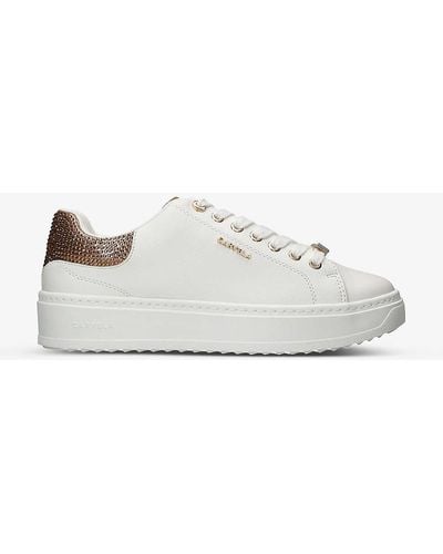 Carvela Kurt Geiger Dream Logo-embellished Faux-leather Low-top Trainers - White