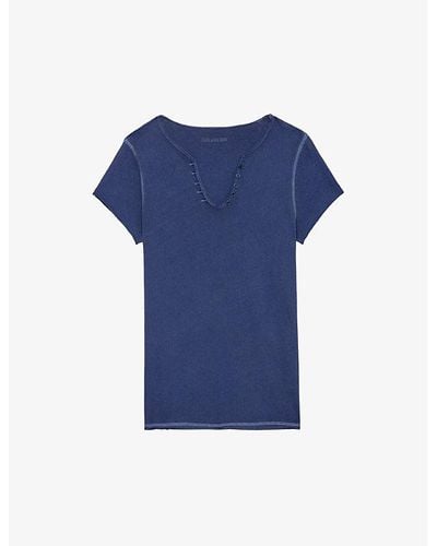 Zadig & Voltaire Slogan-print Short-sleeve Cotton T-shirt - Blue