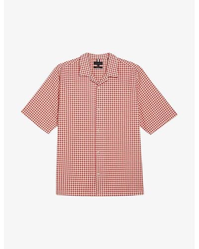 Ted Baker Oise Geometric-print Relaxed-fit Cotton Shirt - Pink