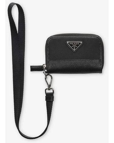 Prada Re-nylon Brand-plaque Recycled-nylon And Leather Coin Purse - Black