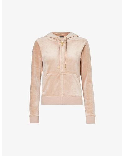Juicy Couture Robertson Logo-embroidered Velour Hoody - Natural