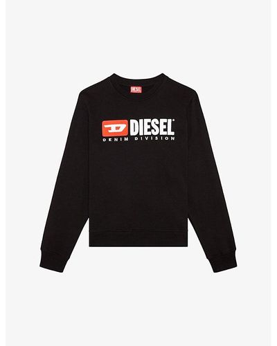 DIESEL S-ginn-div Logo-appliqué Cotton-jersey Sweatshirt - Black